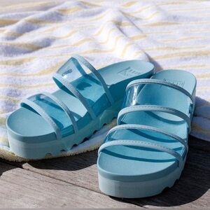 NWT - Reef Light Blue Slide Sandals size 8 women, very comfy sandals